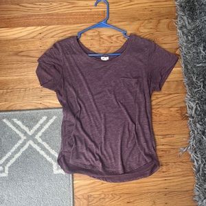 Garage Womens Top Small Short Sleeve Purple Lightweight Casual Knit Pocket